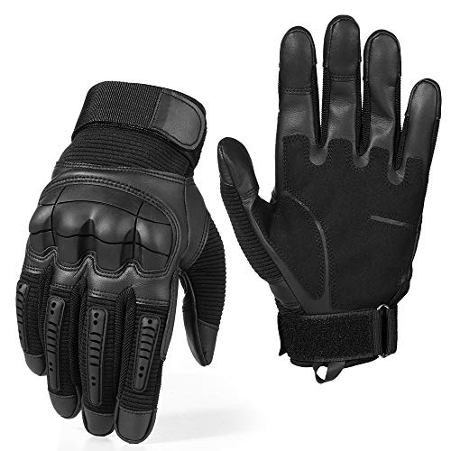 Bruce Dillon Pantalla táctil Cuero de PU Guantes de Moto Moto Motocross Moto Ciclismo Nudillo Duro Equipo de protección Guante de Dedo Completo Hombres - Dedo Completo Negro XMX