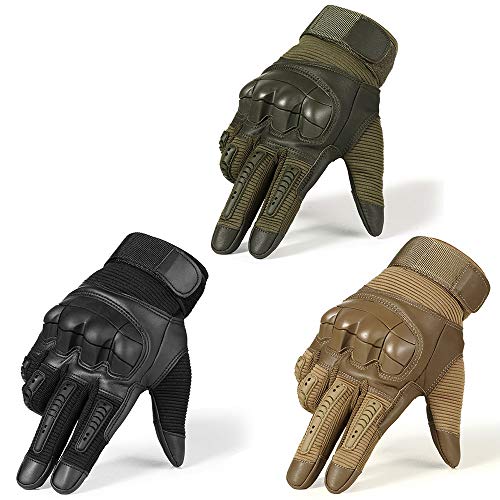 Bruce Dillon Pantalla táctil Cuero de PU Guantes de Moto Moto Motocross Moto Ciclismo Nudillo Duro Equipo de protección Guante de Dedo Completo Hombres - Dedo Completo Negro XMX