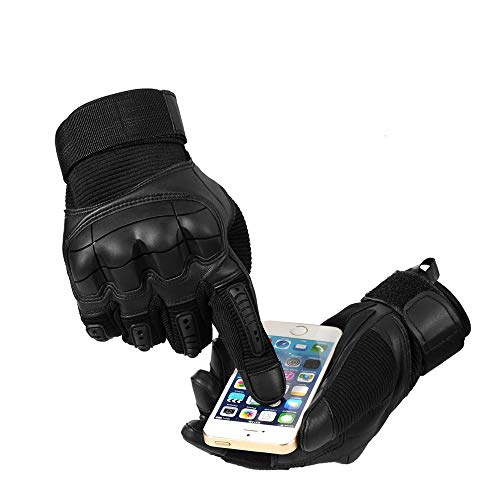 Bruce Dillon Pantalla táctil Cuero de PU Guantes de Moto Moto Motocross Moto Ciclismo Nudillo Duro Equipo de protección Guante de Dedo Completo Hombres - Dedo Completo Negro XMX