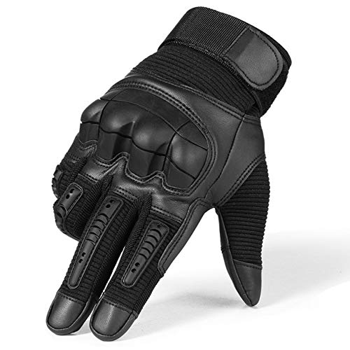 Bruce Dillon Pantalla táctil Cuero de PU Guantes de Moto Moto Motocross Moto Ciclismo Nudillo Duro Equipo de protección Guante de Dedo Completo Hombres - Dedo Completo Negro XMX