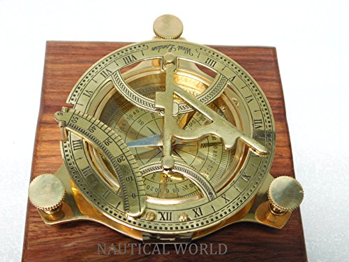 Brújula solar marítima de 7,6 cm, antigua, náutica, de bronce