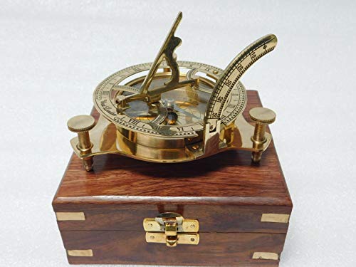 Brújula solar marítima de 7,6 cm, antigua, náutica, de bronce