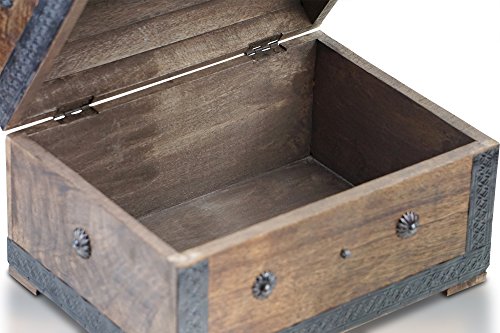 Brynnberg - Caja de Madera Cofre del Tesoro Pirata de Estilo Vintage, Hecha a Mano, Diseño Retro 28x20x20cm
