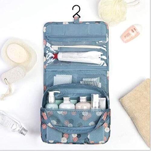 BryTravel Bolsa de Maquillaje portátil con múltiples Compartimento Flor Azul Normal