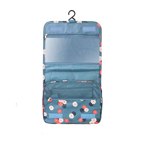 BryTravel Bolsa de Maquillaje portátil con múltiples Compartimento Flor Azul Normal