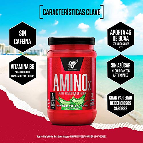 BSN Nutrition Amino X, Suplementos Deportivos BCAA Polvo con Aminoacidos Esenciales y Vitamina D, Aminoacidos BCAA para Musculacion, Sandía, 30 Porciones, 435g