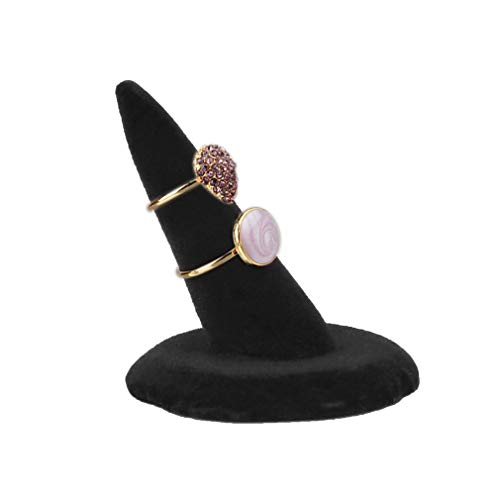 BUERJIAA Anillo Joyería Pantalla Moda Negro 1 Pilares Punta Soporte Soporte Rack