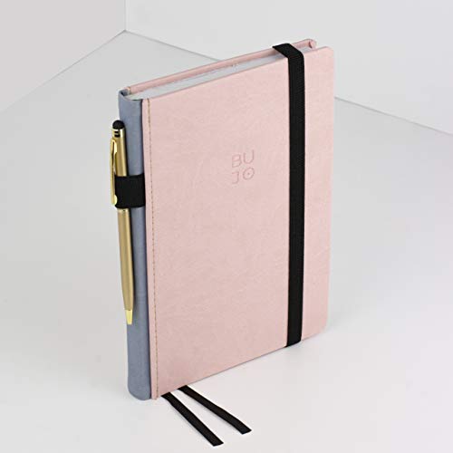 Bullet Journal - BUJO Colors Pink - Takenote A5 Cuaderno de Tapa Dura Polipiel - Papel Grueso Premium (Pink)