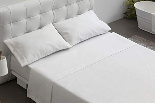 Burrito Blanco Juego de Sábanas Blanco de Hostelería para Cama de Matrimonio de 150 cm x 190/200 cm (Disponible en más Medidas)