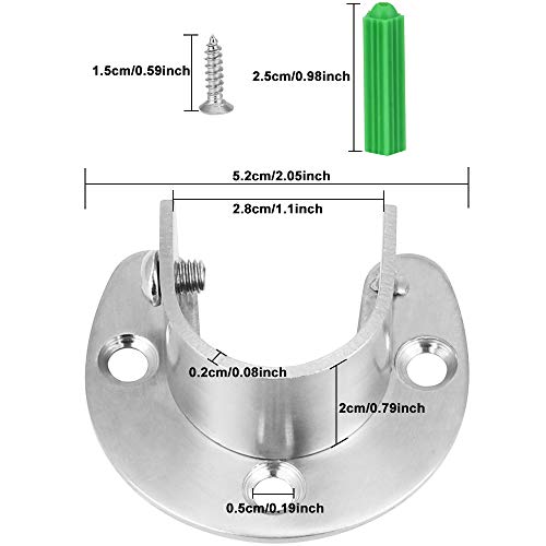 BUZIFU 4pcs Soportes para Barra de Armario,con 12 Tornillos y 12 Tacos,Soportes Ajustable para Barra de Armario Redondo Ovalado Rectangular,para Tubos por Debajo de 27 mm de Diámetro,para Colgar Todo