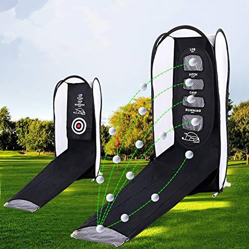 BYBYC Las jaulas portátiles Plegable Golf Chipping del cabeceo Cubierta Exterior Golf Swing de Golpear la práctica del Golf Net Fácil Material Entrenamiento,Net + Pad + P Rod + 6 Balls