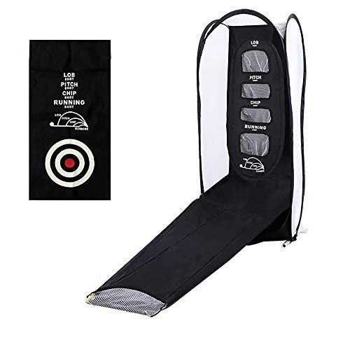 BYBYC Las jaulas portátiles Plegable Golf Chipping del cabeceo Cubierta Exterior Golf Swing de Golpear la práctica del Golf Net Fácil Material Entrenamiento,Net + Pad + P Rod + 6 Balls