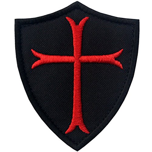 Caballeros Templarios Escudo cruzado Militar Moral Broche Bordado de Gancho y Parche de Gancho y bucle de cierre