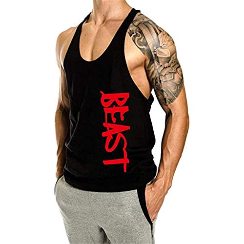 Cabeen Beast Camisetas sin Mangas Elástica de Fitness Hombre Deportiva Culturismo Tank Top Chaleco