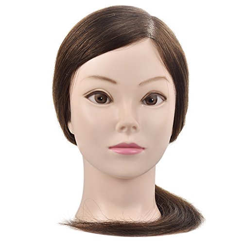 Cabeza de maniquí profesional para mujer con pelo 100 % humano de 45,72 cm, con abrazadera de mesa