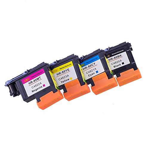 Cabezal de impresión LKB 4pk HP80 C4820 A C4821 A C4822 A C4823 A Compatible con nuevos CHIPS actualizado para HP DesignJet 1050 C 1050 C Plus 1055 C 1055 cm 1055 cm Plus (1BK + 1 C + 1 m + 1Y)