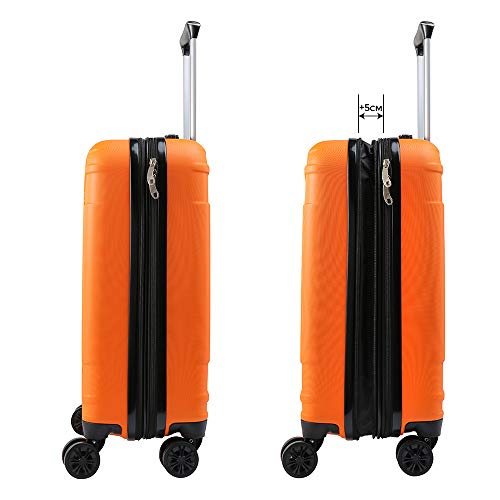 Cabin Max Velocity - Maleta para Equipaje de Cabina Ligera | Trolley de ABS con Ruedas de 55 x 40 x 20 cm Extensible a 55 x 40 x 25 cm Aprobado para Vuelo en Ryanair, EasyJet, BA (Sevilla Naranja)