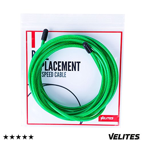 Cable de Repuesto para comba de Saltar de Crossfit, Fitness y Boxeo Ideal para Saltos Dobles | PVC Verde y Acero de 4 mm para Vrope Earth by VELITES