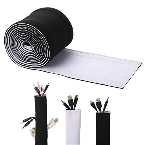 Cables organizador, ENVEL DIY Funda Organizadores de Cable [ con Velcro ] Cubierta para Cables de Neopreno en Material Elastico [ 3M ] gestión mangas para PC Ordenador Home Theater Altavoz