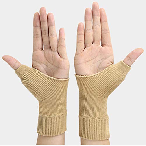 CADANIA Sports Pulgar Muñequera Almohadilla de Silicona Soporte de compresión Manga para Alivio del Dolor Nude L