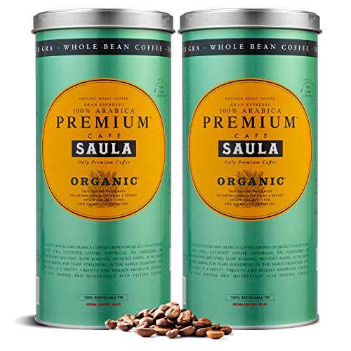 Café Saula grano Premium Ecológico 100% arábica - Pack 2 botes de 500 gr