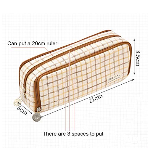 Caja Case con Cremallera de Escolar,Estuche de lápices con 3 Compartimento para Niños Adolescente,Estuche de lápices de lino de gran capacidad,Estuches Algodón y Lino Lápiz Cosmética (G)