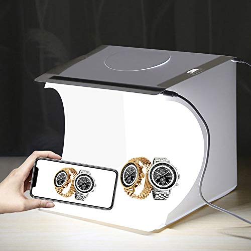 Caja de Luz Fotografía para Estudio Fotográfico,Photo Studio Light Box Fotografía con 2 Tiras de LED 6000-6500K,6 Fondos de Colores, Portátil,Fácil de Instalar