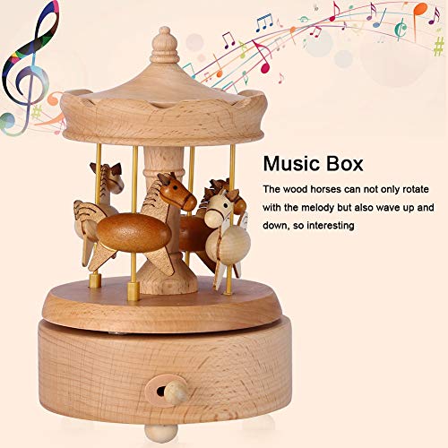 Caja Musical Caja De Música De Elevación De Madera Carrusel Caja De Música Exquisita Artesanía De Cumpleaños Decoración del Hogar
