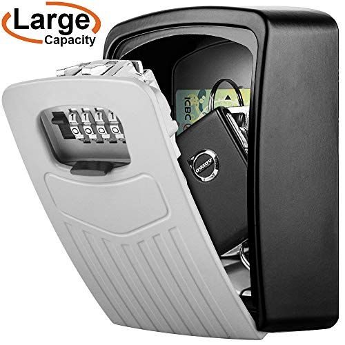 Caja Seguridad Llaves, BTNEEU Caja Combinacion Llave Grande, Caja Llaves Codigo Montaje en Pared, Key Lock Box 4 Dígitos Combinacion Almacenamiento Seguro para Casa Coche Garaje Escuela Gimnasio