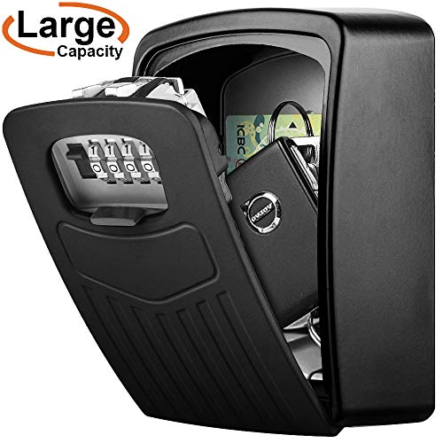 Caja Seguridad Llaves, BTNEEU Caja Combinacion Llave Grande, Caja Llaves Codigo Montaje en Pared, Key Lock Box 4 Dígitos Combinacion Almacenamiento Seguro para Casa Coche Garaje Escuela Gimnasio