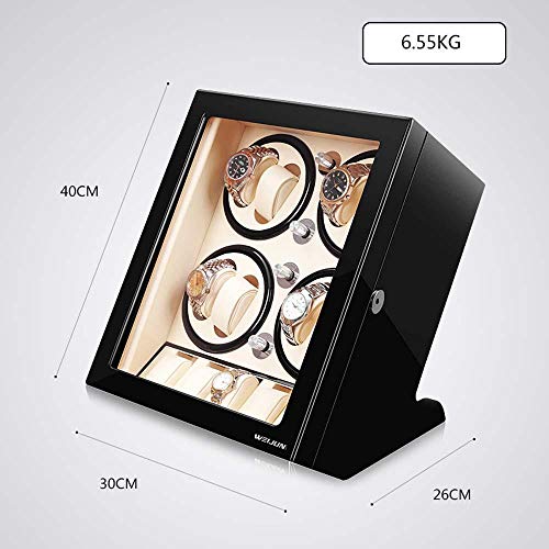 Cajas Giratorias para Relojes Watch Winder Caja Relojes Automaticos Silencioso Enrollador De Reloj Apertura Frontal De Reloj De Mesa con InclinacióN Total 8-Blanco Y Negro