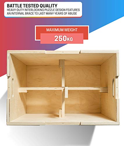 Cajón pliometrico de madera - step fitness de fácil montaje y alta durabilidad – Caja crossfit redondeada para un esfuerzo máximo totalmente seguro