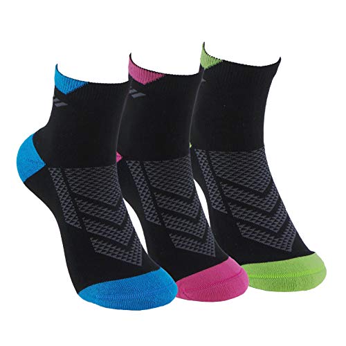 Calcetines (3 Pares) de RUNNING, CICLISMO, TENIS, PADEL,… Calcetines de mujer SIN COSTURAS con puntera y talón reforzados. Calcetines tobilleros de deporte. Anti-rozaduras y con gomas anti-presión.