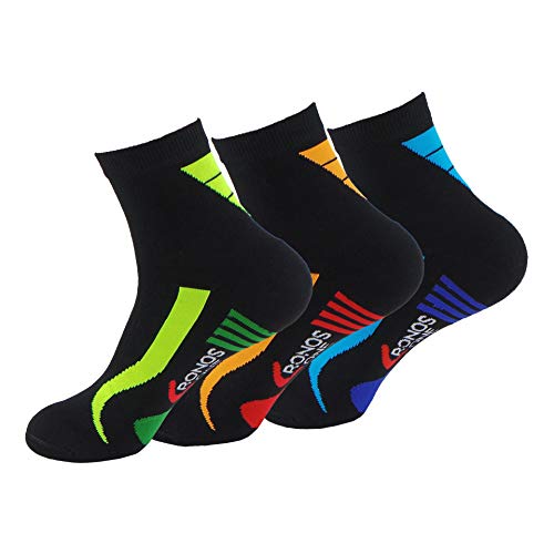 Calcetines (3 Pares) de RUNNING, CICLISMO, TENIS, PADEL,… Calcetines SIN COSTURAS unisex con puntera y talón reforzados. Calcetines tobilleros de deporte. Anti-rozaduras y con gomas anti-presión.