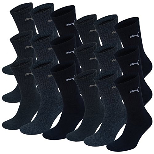 Calcetines de deporte Puma Unisex Basic en varios colores, 9 pares Farbmix 3, Azul marino, Talla 43/46