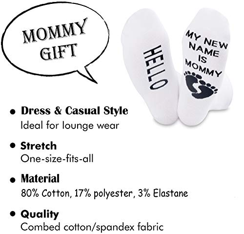 Calcetines de maternidad y parto para mamá embarazada, regalo para mamá embarazada, regalo para saludar mi nuevo nombre es mamá Blanco Calcetines Mommy M