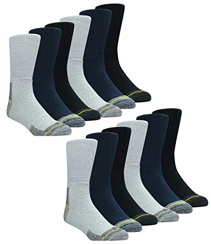 Calcetines de trabajo, para hombre, tamaño 12 a 14, calcetines gruesos, paquete de 12 pares, resistentes, con la parte del talón reforzada para botas con punta de acero