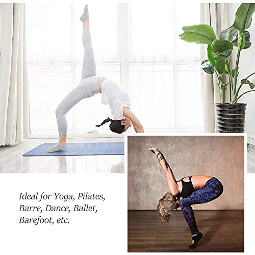 Calcetines de Yoga 2 Pares Calcetines Antideslizantes para Hombre Mujer Algodón Transpirable Calcetines Deportivos para Pilates Yoga Fitness Gimnasia