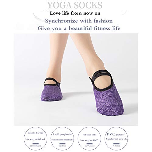 Calcetines De Yoga Deportivos, 3 Pares De Zapatos De Mujer Banda De Cuello Antideslizante De PVC Calcetines De Algodón De Pie Paralelo, Adecuados Para Calcetines De Ballet De Pilates De Interior,3