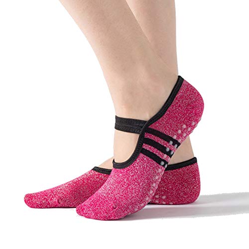 Calcetines De Yoga Deportivos, 3 Pares De Zapatos De Mujer Banda De Cuello Antideslizante De PVC Calcetines De Algodón De Pie Paralelo, Adecuados Para Calcetines De Ballet De Pilates De Interior,3