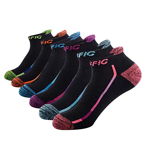 Calcetines deportivos de tobillo de corte bajo, Calcetines deportivos de tobillo de corte bajo de las mujeres Algodón transpirable Rich Sports Trainer Liner Calcetines (6 pares) (Negro)