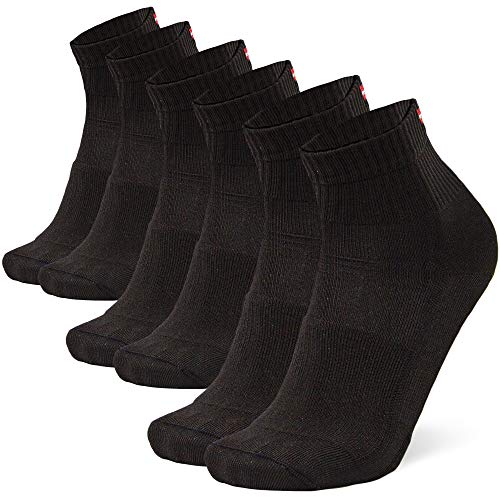 Calcetines Deportivos Quarter para Ciclismo 3 pares (Negro, EU 39-42)