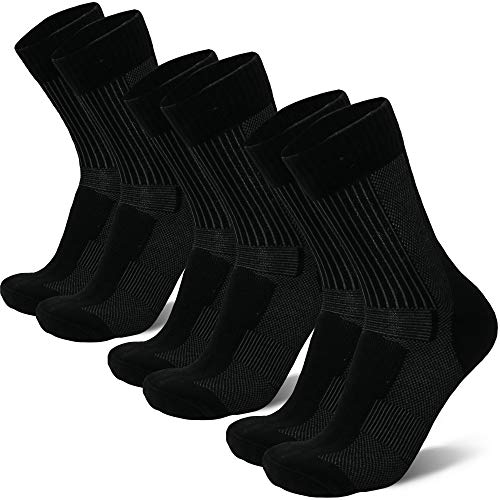 Calcetines Ligeros de Senderismo y Trekking de Lana Merino 3 pares (Negro, EU 43-47)