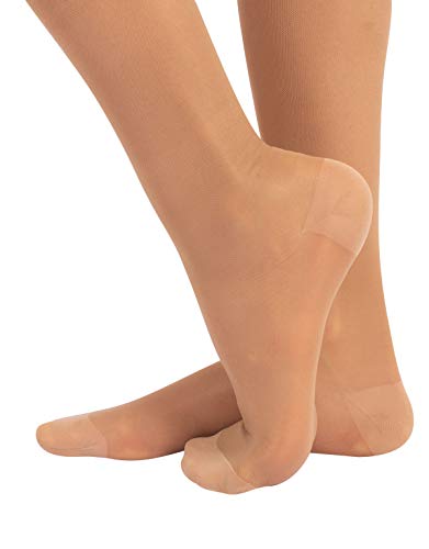 CALCETINES MEDICOS | MEDIAS HASTA LA RODILLA A COMPRESIÓN GRADUADA FUERTE | 140 DEN 15-21mm/Hg | CALCETERÍA ITALIANA | (L/XL, NATURAL)