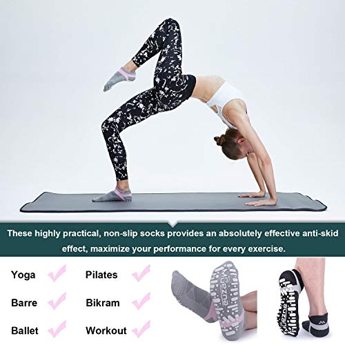 Calcetines Yoga Antideslizante Deporte Mujer Silicona gránulos de Masaje con algodón de Pilates Fitness Gimnasio,Danza (2 Pares)