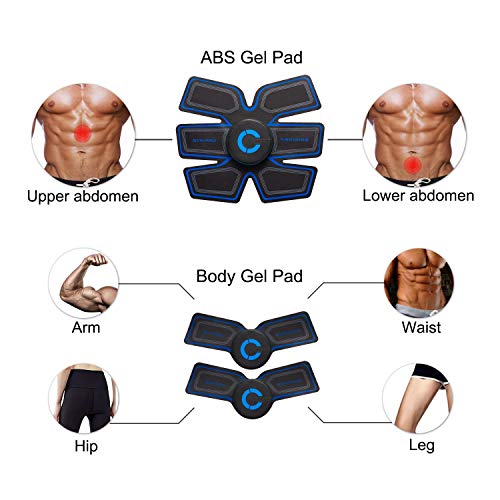 Cali Jade EMS Muscle Trainer, Abs Muscle Stimulator Abdominal Muscle Toner Gym Workout y Home Fitness Training Belt para Hombres y Mujeres con 10 Almohadillas de Gel