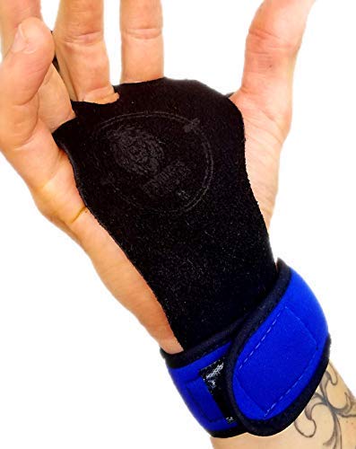 Calleras Grips Guantes Cuero Alta Calidad para Ejercicio Gimnasio Crossfit (Blue, L)