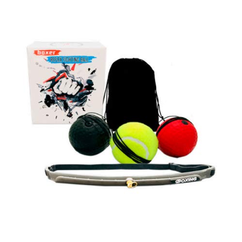 Calma Dragon Boxing Speedball MKHPB07, Balón de Entrenamiento para Fitness, Incluye Tres Bolas de Velocidad con Banda para la Cabeza, Deporte, Pelota de Boxeo Tailandesa, Box Pelota Cabeza