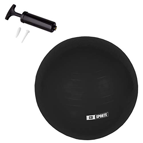 Calma Dragon Pelota de Pilates 55cm / 65cm / 75cm Diámetro, Balón para Embarazadas, Fitball, con Inflador Incluido, Bola Grande para Yoga, Gimnasia, Fitness (Negro, 65)