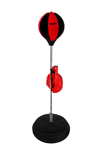 Calma Dragon Punching Ball Adultos Saco de Boxeo, Práctica de Boxeo Altura Ajustable de pie Bola de Velocidad Set de Boxeo para Adultos Pelota, Color Rojo y Negro